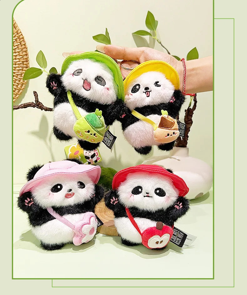 Plush Cartoon Keychain Pendant Ink Blue Panda Backpack Style Fun Small Decoration and Ideal Gift 250410