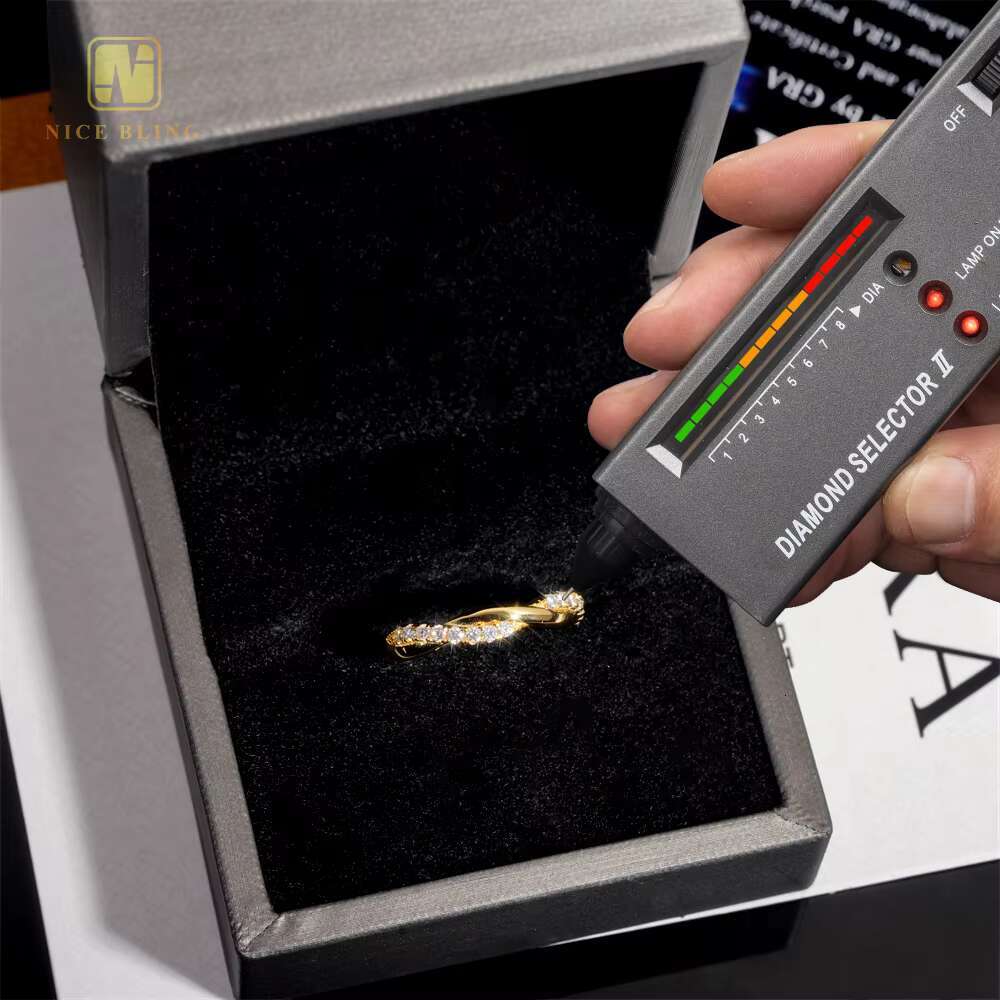 Unique Bridal Jewelry 925 Sterling Silver Moissanite Diamond Twist Rope Engagement Eternity Band Ring