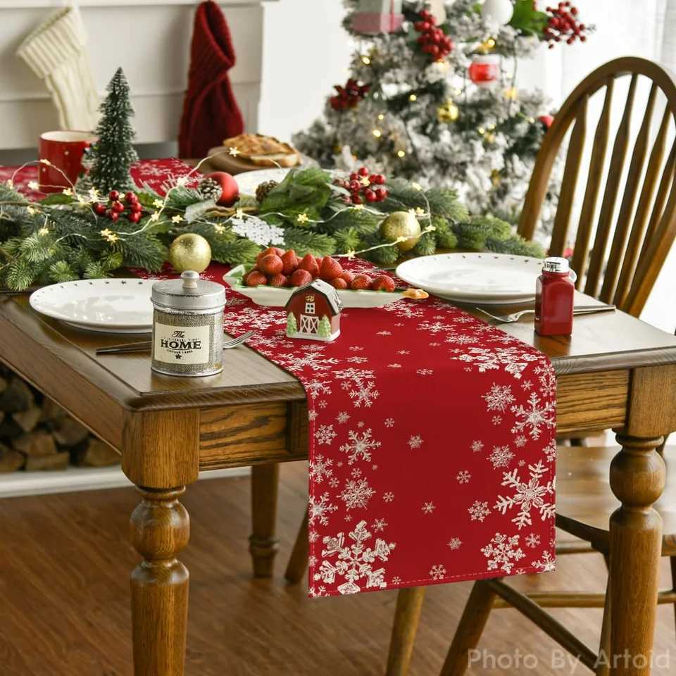 Christmas VIKAMA Christmas Winter Table Runner Christmas Kitchen Table Decoration Cabinets and Tabletops Tablecloth Home Decoration Y251113