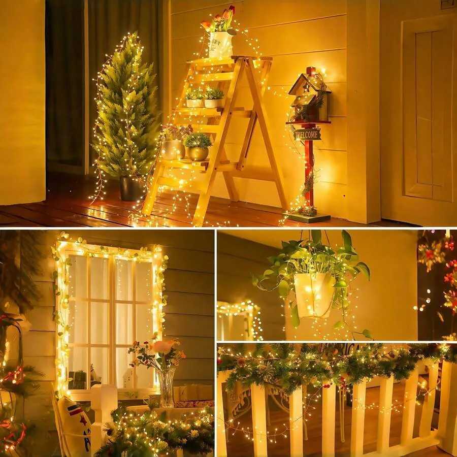 Solar LED Firecracker String Lights Outdoor Waterproof Garland Fairy Light for Wedding Party Garden Christmas Holiday Decoration M251113