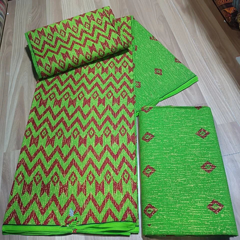 KENTE 42YARD 2024 Latest 6 Yards/lot African Fabric Gold Powder Ankara 100% Cotton Farbic For Sewing Wax Print Fabric 250407