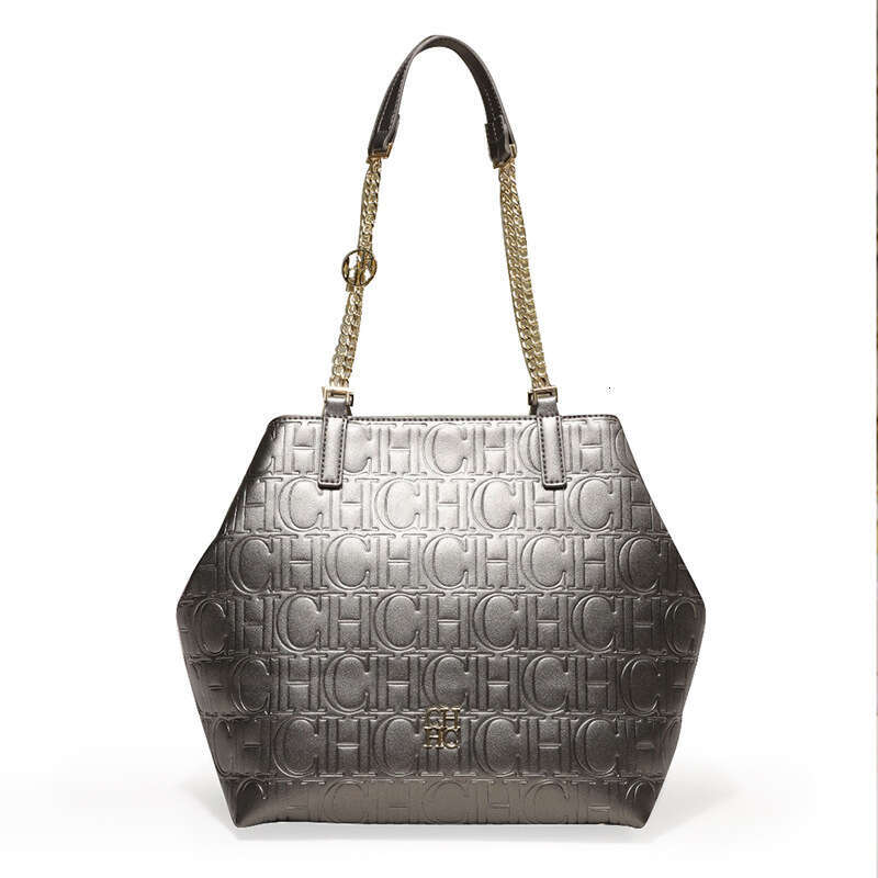 CH Women's Shoulder Bag Hexagonal High-End Fashion Solid Color Large Capacity Handbag Letter Printing Embossed Design