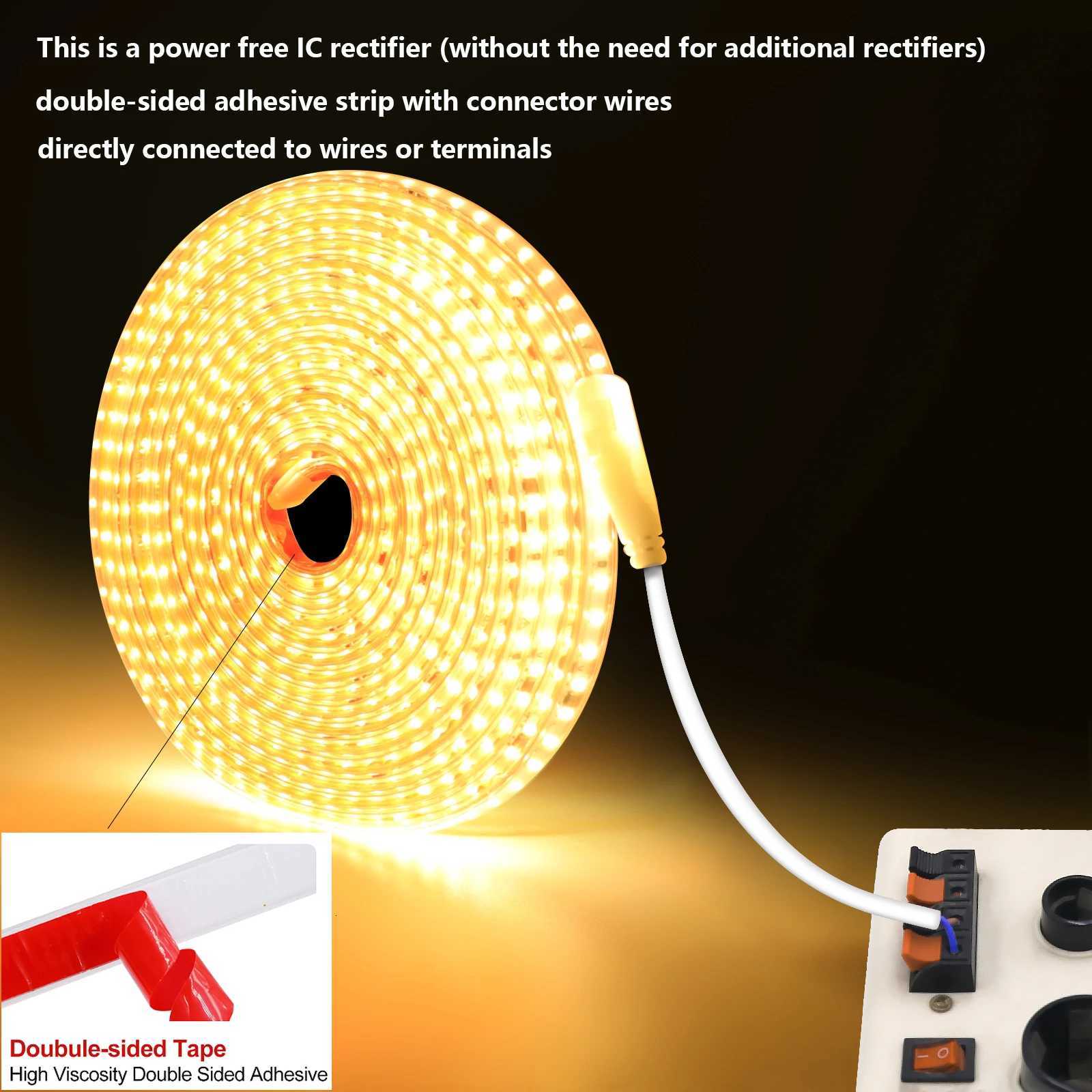 AC 220V LED Lights Adhesive Strip SMD 2835 05m-30m 120LEDs/m 240sLED/m Waterproof Outdoor LED Strip 10cm Cuttable Flexible Lamp W251112