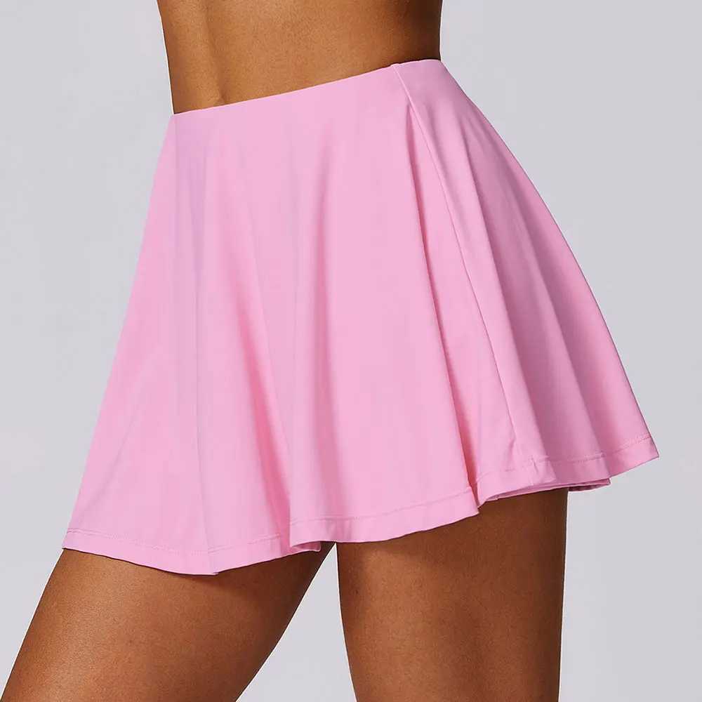 Womens tennis dance gym fitness solid sports womens tennis running Skort active yoga fitness Y250412