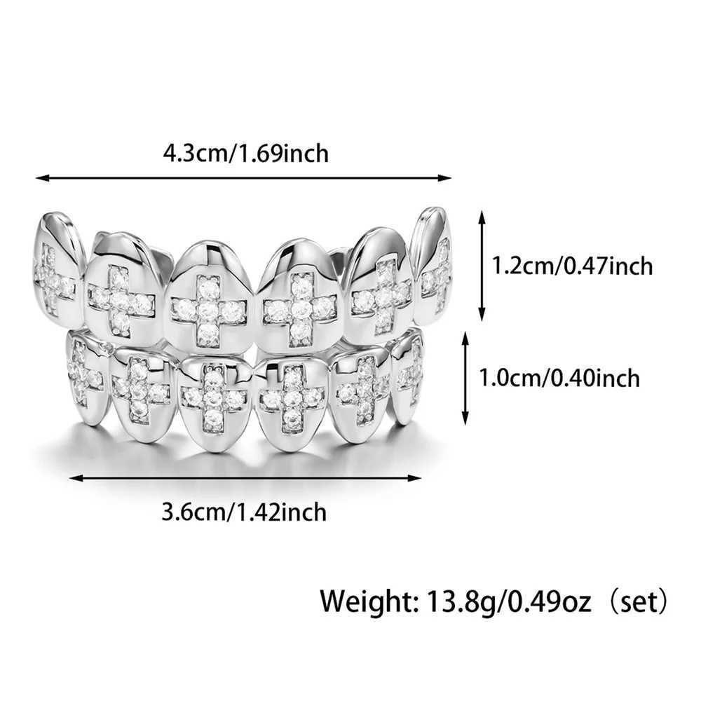 D Zs new shiny cubic zirconia teeth Grilz set designed for unisex top and bottom oral gold and silver removable dental fashion jewelryXJ250412