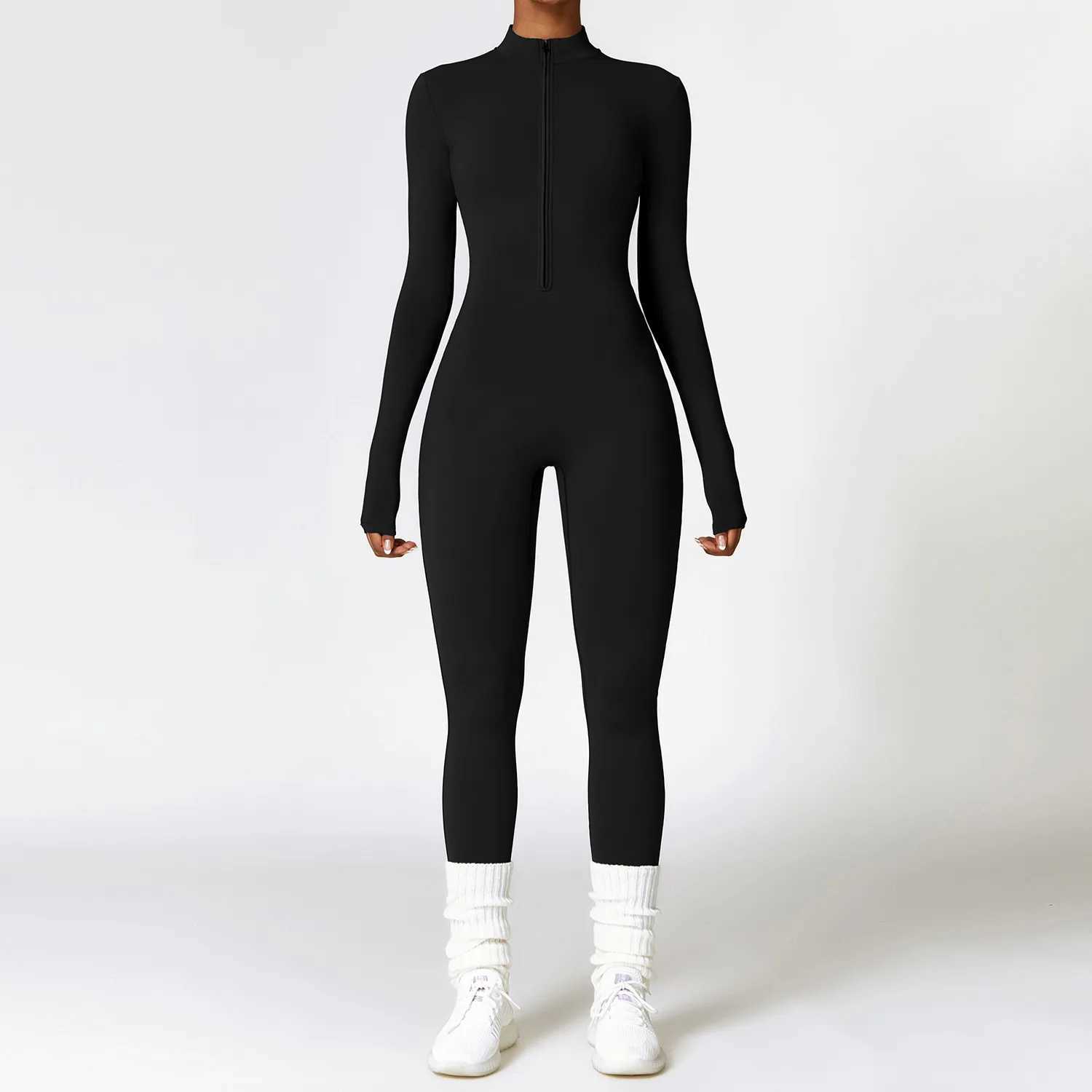Zipper Yoga Rompers Long Sleeved One-piece Womens Sportswear Gym Jumpsuits Workout High-intensity Fitness Skin-tight Garment J251112
