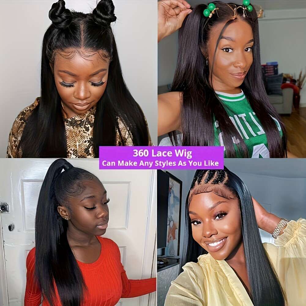 Elegant 100% That Melts Into The Light Straight 360 Full HD Transparent Frontal Human Wigs Natural Color For Women Pre Plucked With Baby Hair 200% Den