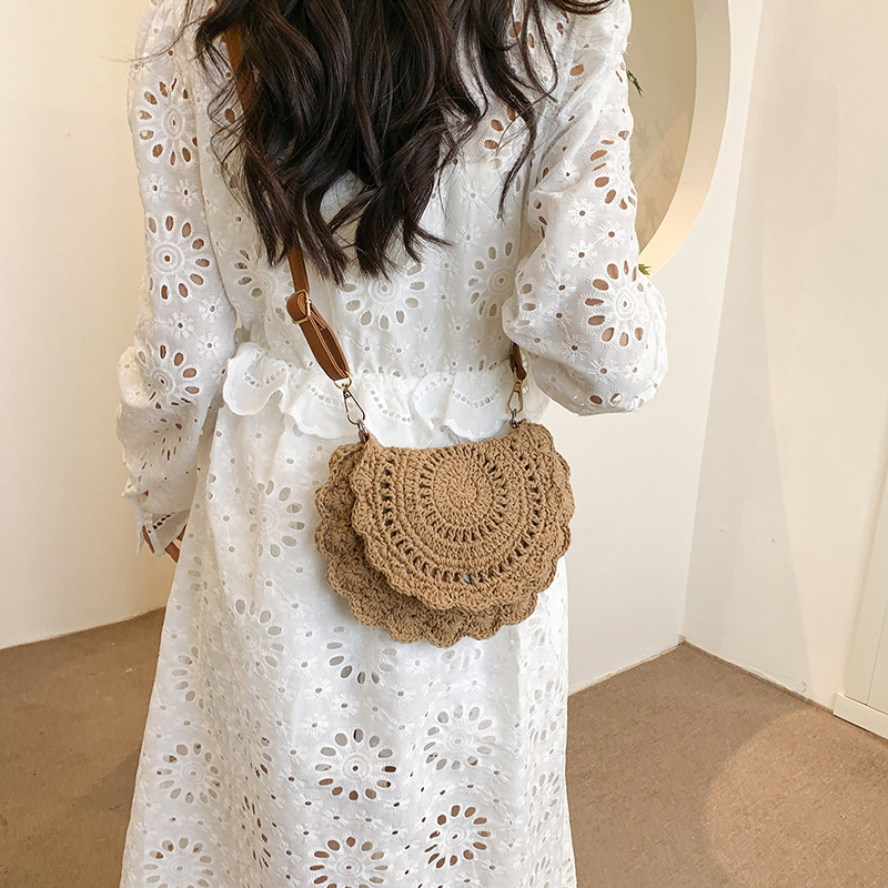 2025S Designer Women S Bag Korean Version Cute Woven Hollow Round Commuting Small Square Summer New Single Shoulder Crossbody Women S Bag