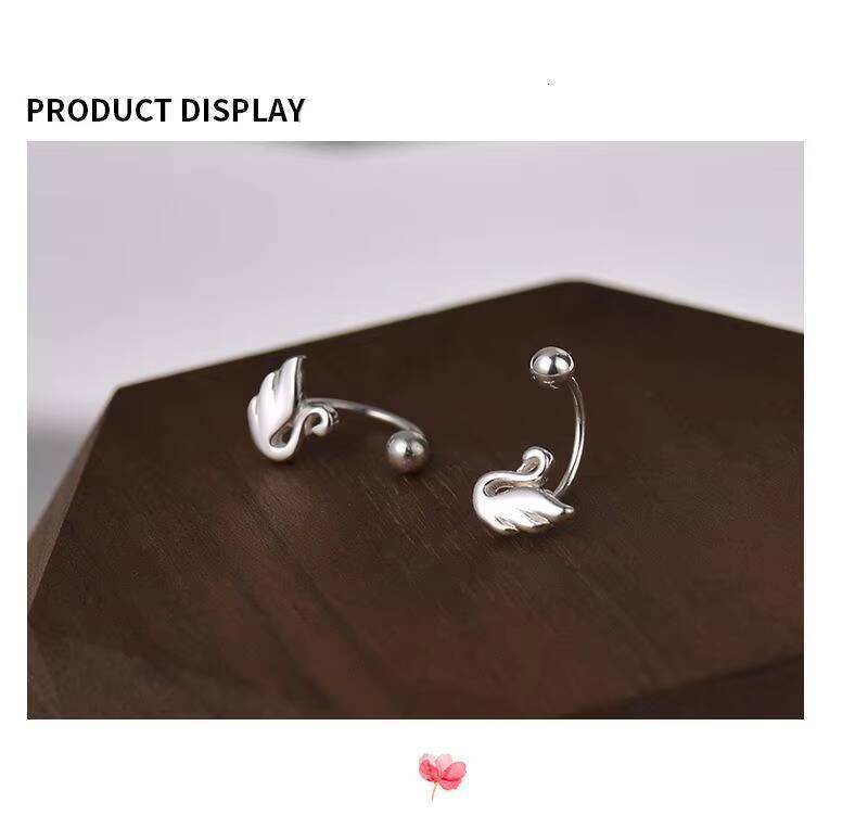 S999 Silver Womens Simple Fashion Stud Earrings Diamond Creative Ear Bone Nails Swan Screw Buckle Hair Accessories Includes