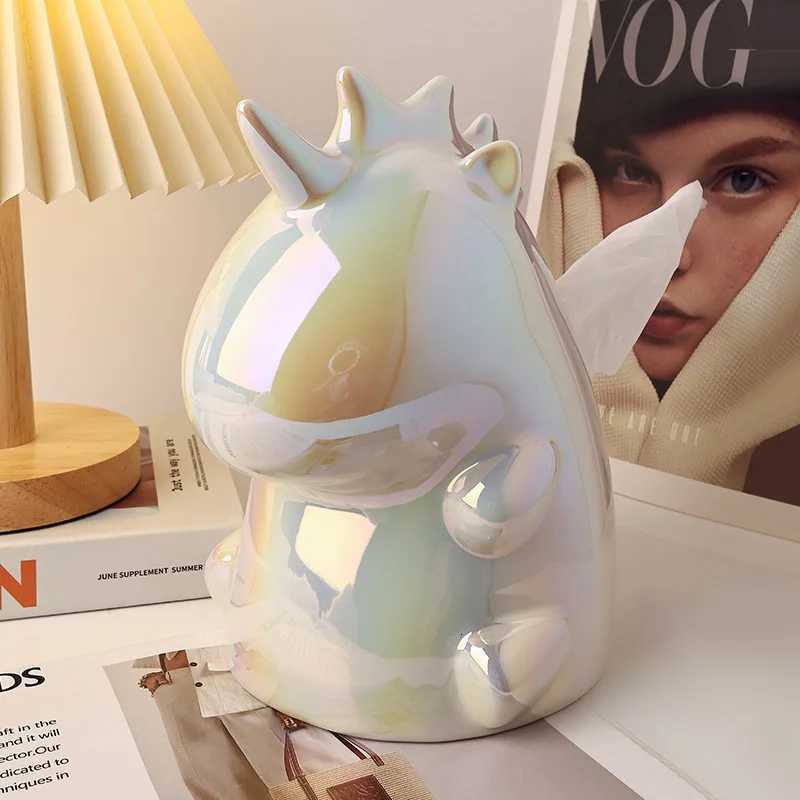 Creative INS Unicorn Ceramic Tissue Box Light Luxury He Living Ro Decoration Drawout Paper Box Y251112