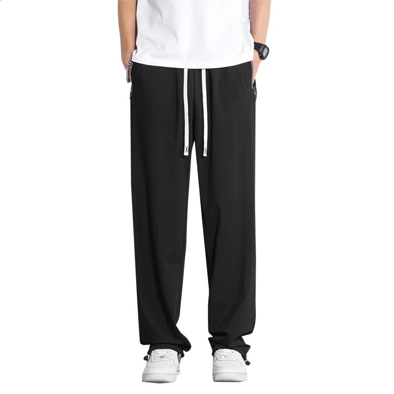 25SS Summer Ice Silk 190 High Waist Mens Super Large Casual Sports Straight Pants Super Elastic 110/115/120cm 250410