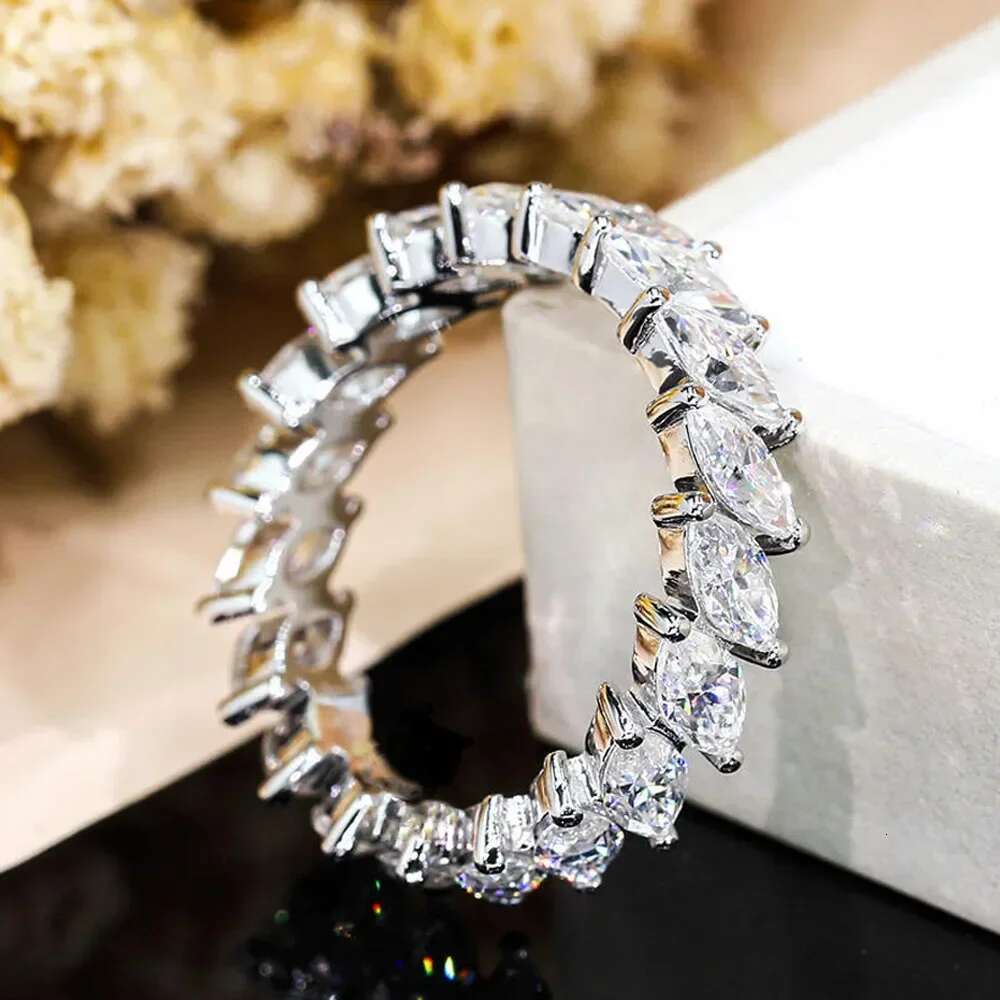 3*6mm Marquise Cut Full Moissanite Rings For Women S925 Sterling Silver 18K Plated Fine Jewelry Engagement Wedding Band Gifts