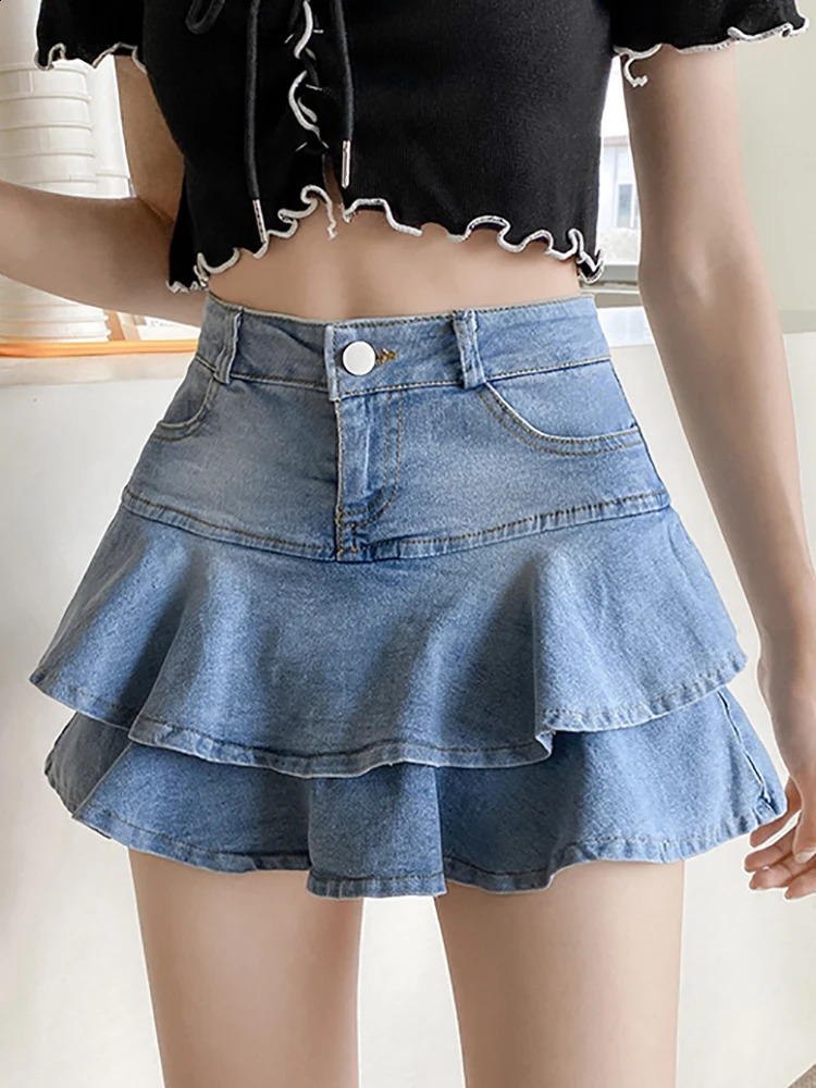 2025 Trendy Layered Denim Skirt With Pocket s Comfy Skirt For Summer A-line Sexy Mini Skirts 250407