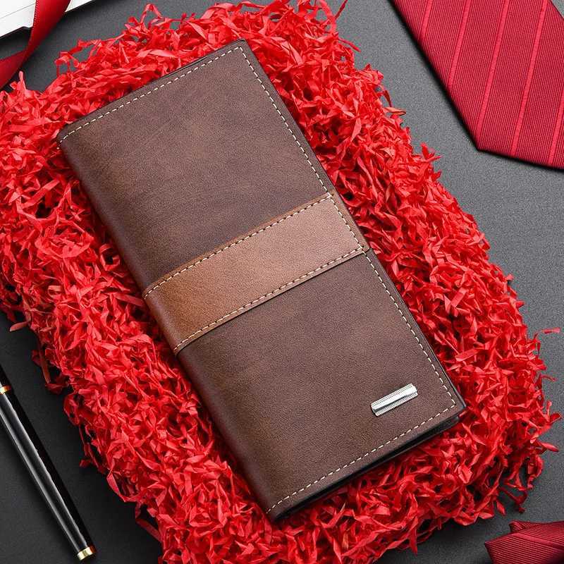 Fi Vintage Coin Purse Zipper Portable Mens Lg Wallet Colorblock Practical Men Coins Bag Business 2025 Y251113