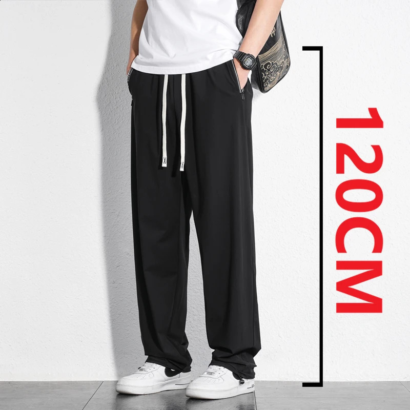 25SS Summer Ice Silk 190 High Waist Mens Super Large Casual Sports Straight Pants Super Elastic 110/115/120cm 250410