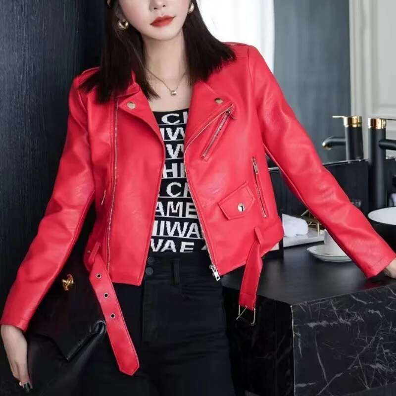 Designer Clothes Autumn Short Faux Women 2025 Basic Fashion Zipper Soft Motorcycle PU Leather Jacket Ladies Street Coat