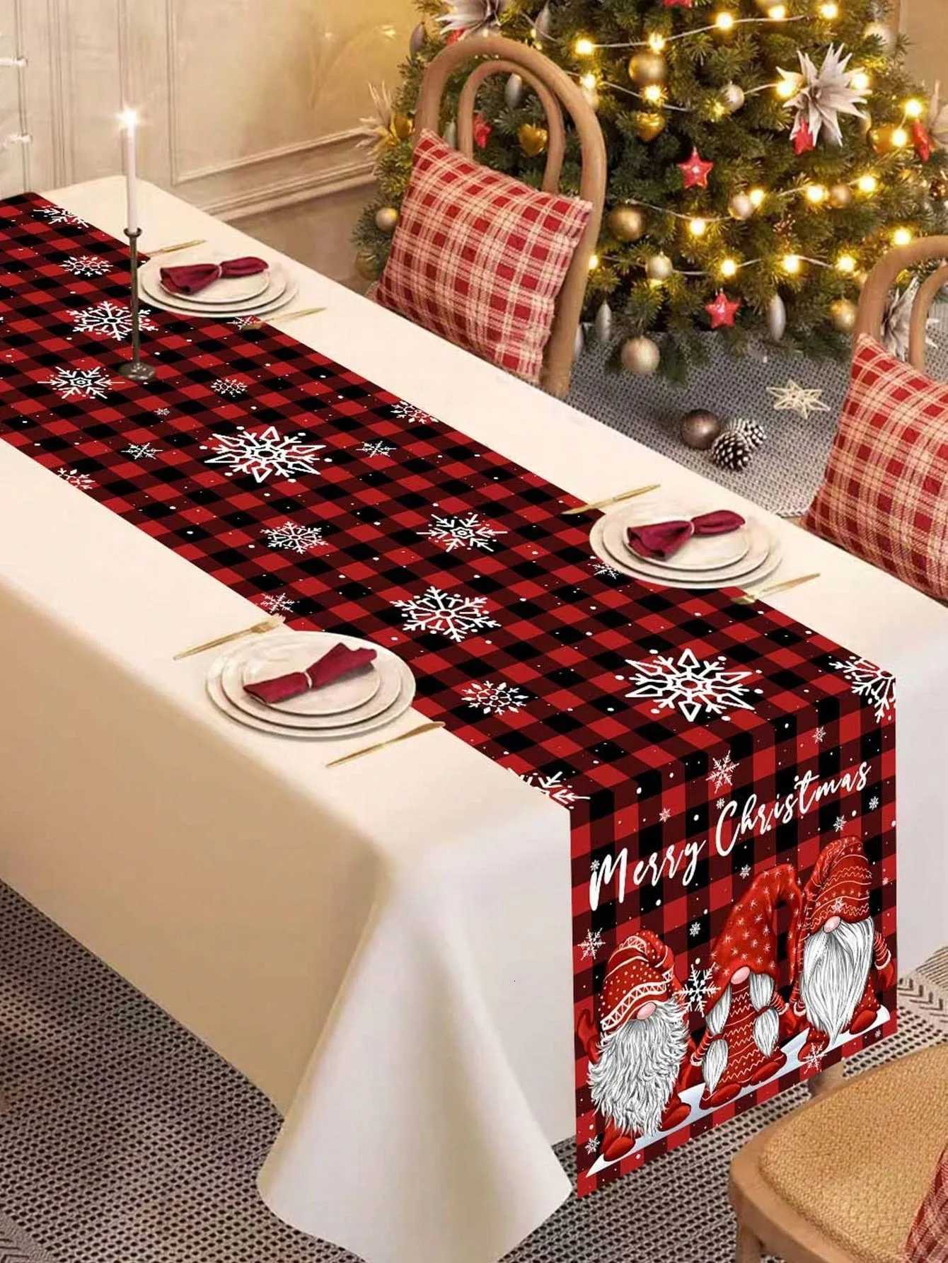 Christmas Christmas Retro Dwarf Snowflake Table Decoration Table Flag Holiday Restaurant Decoration Warm Farmhouse Table Decoration Christ Y251113