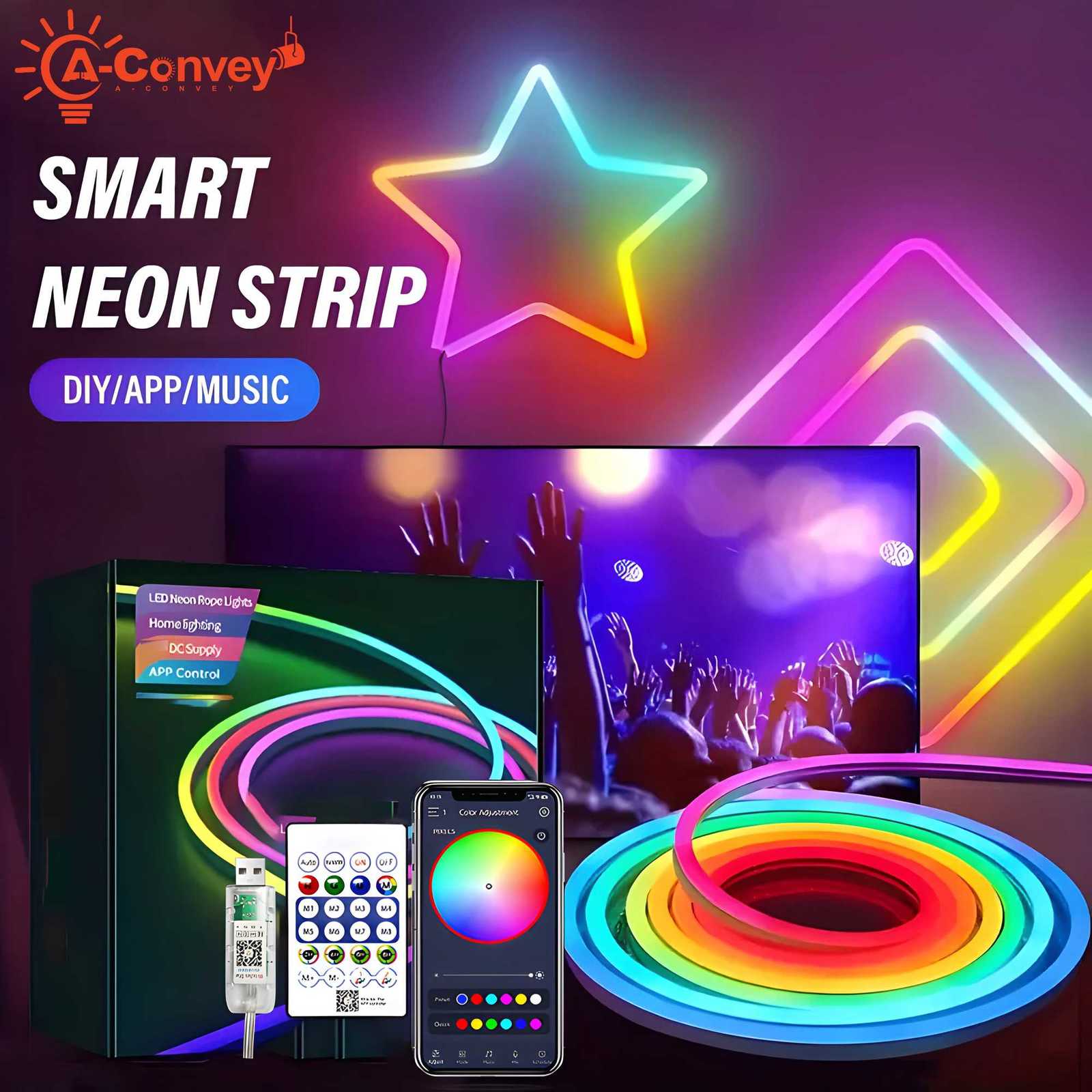 5V USB Smart Neon Rope Light 3/5M Waterproof Led Strip Lights With App Remote Music Sync for Bedroom Gaming Room Decoration W251112