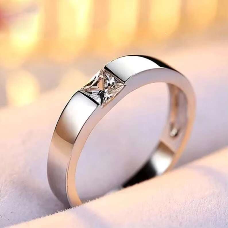 1.50CT White Princess Cut Solitaire Engagement Ring 925 Sterling Silver Square Cut Anniversary Diamond Rings Trendy Gift