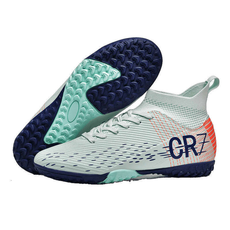 Cross-Border High-Top Football TF Turf Adult Artificial Grass AG Cleats Leather Soccer for Men Youth Students Sports Training Shoes