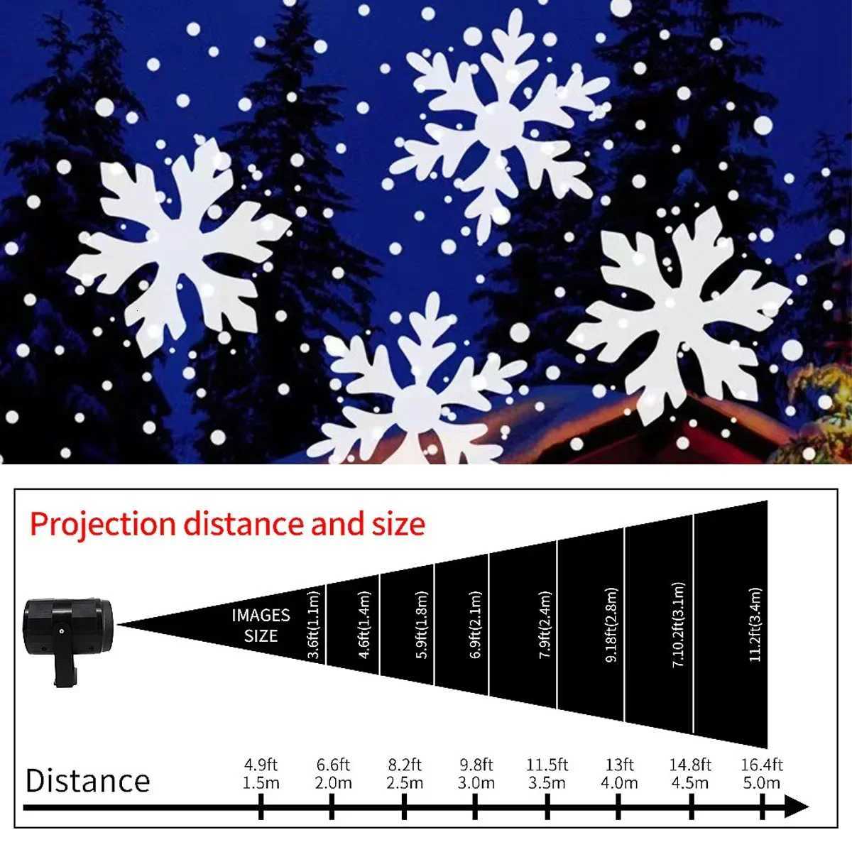 2025 LED USB Snowflake Projector Holiday Lights Christmas Projection Outdoor Lamp Snow Spotlight for New Year Party M251113