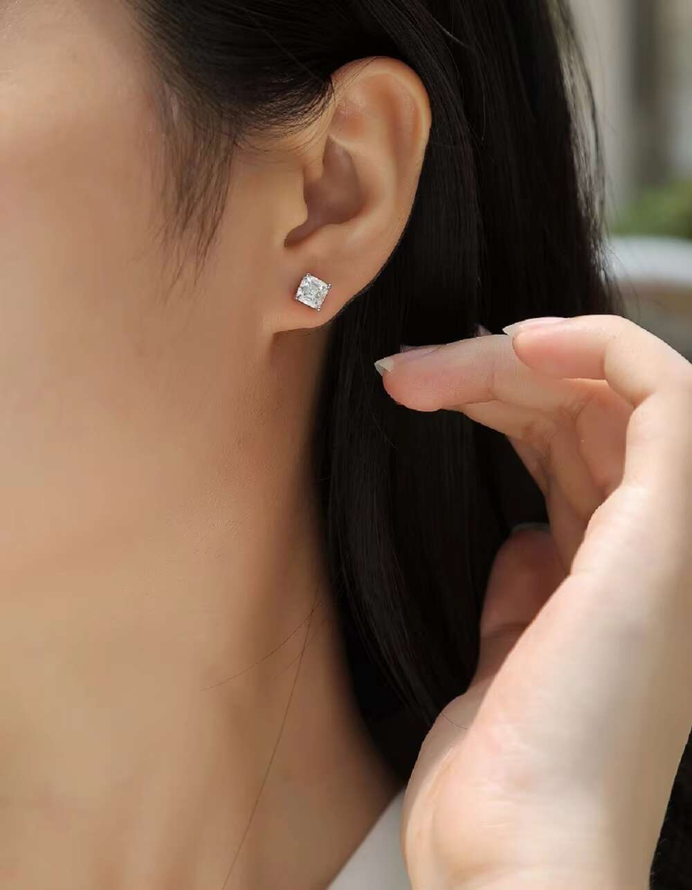 Wholesale 925 Sterling Silver Moissanite Earrings 1ct Square Cut Classic GRA Certified VVS D Moissanite Jewelry Stud Earring