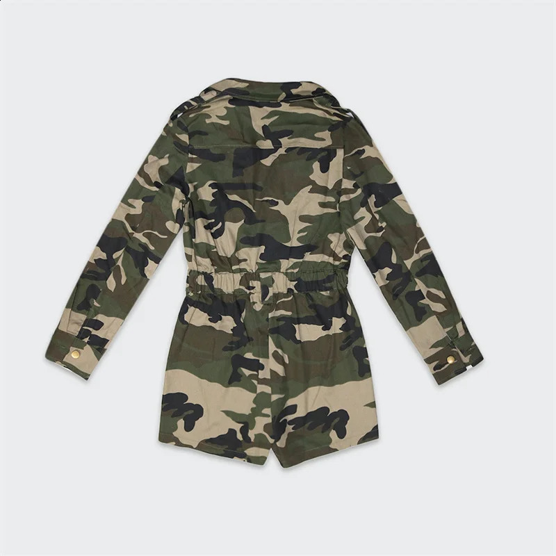 Womens camouflage printed jumpsuit high waist slim fit multi pocket splicing work onepiece shorts casual streetwear 250411