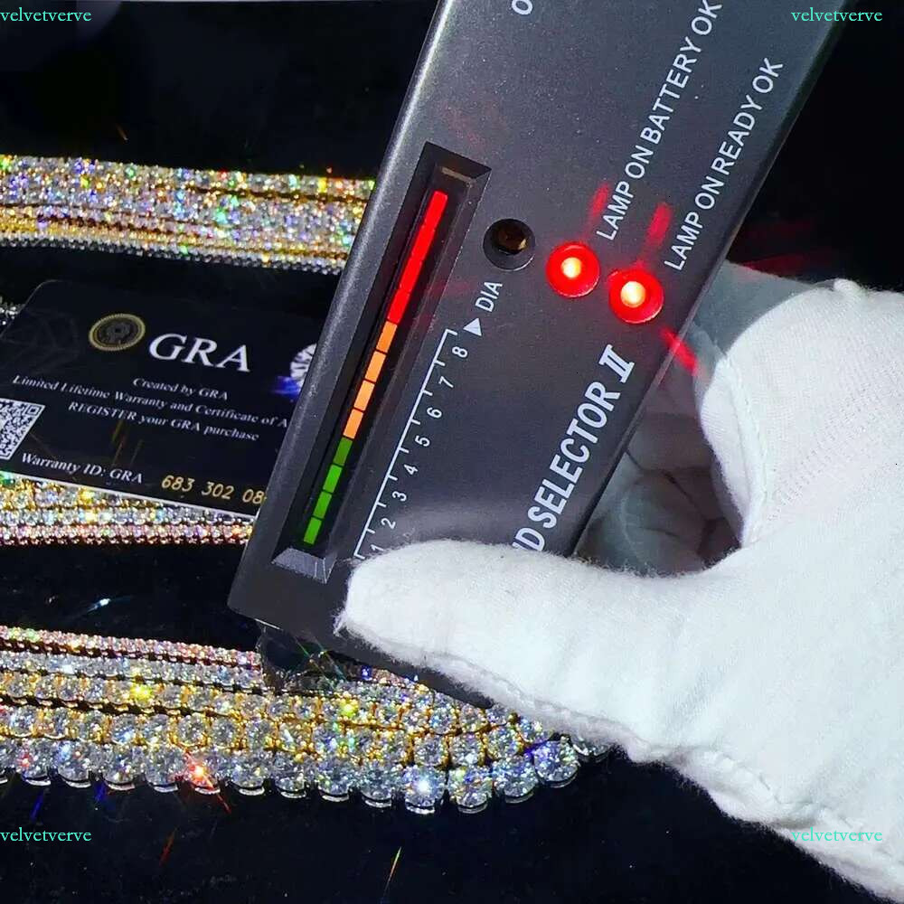 Custom hip hop Jewelry necklace 2mm 3mm Sterg fashion Sier hiphop chain VVS Moissanite Tennis Chain