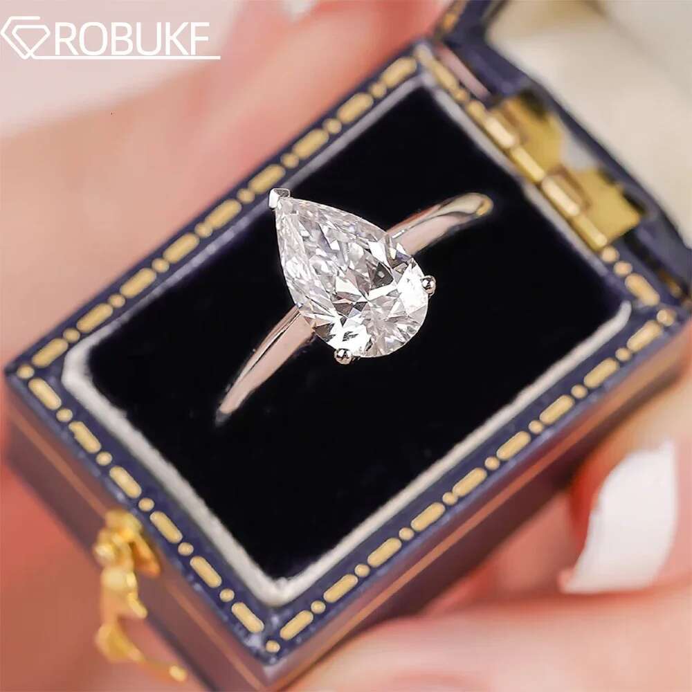 Pear Shaped Moissanite Solitaire Engagement Rings for Women 1-4CT D Color Diamond S925 Sterling Silver Wedding Band Fine Jewelry
