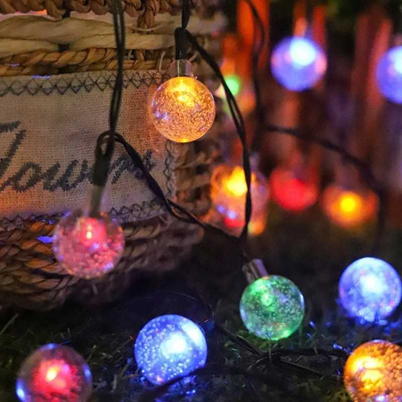 Solar Powered Crystal Ball Fairy Lamp Solar String Lights Outdoor Crystal Globe Night Lights with 8 Lighting Modes M251113