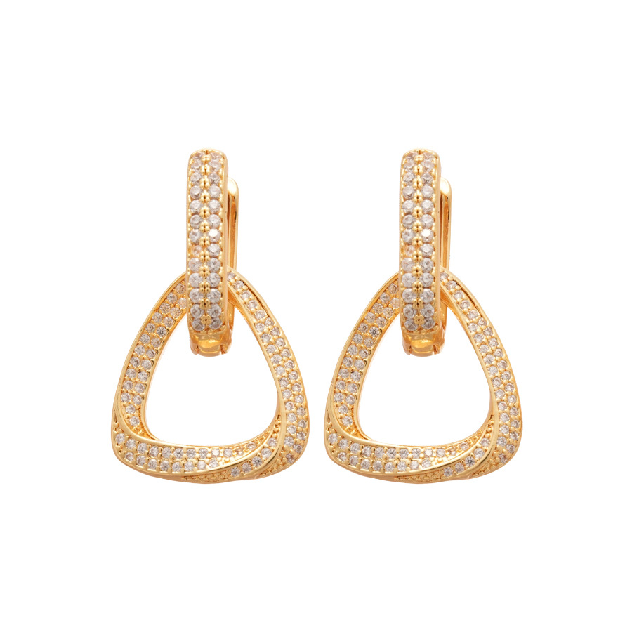Elegant Real Gold Coated Zirconium Earrings Chic Designer Accessory - view 9