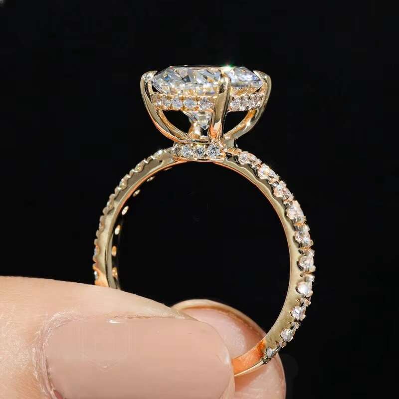 Gia Igi Certified CVD HPHT Lab Grown Diamond 14K/18K Solid Gold Wedding/Engagement Rings with Oval Hidden Halo for Women