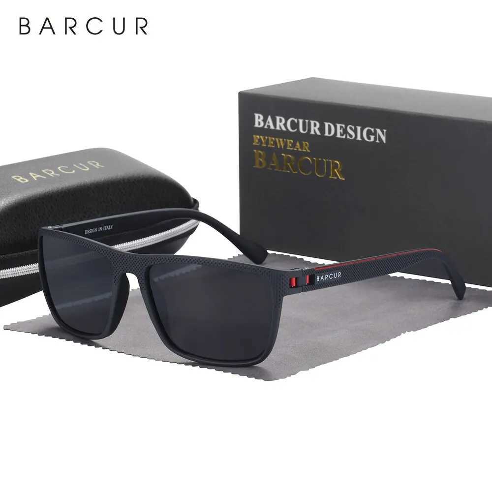 BARCUR Design TR90 Sunglasses Men Polarized Light Weight Sports Sun Glasses Women Eyewear Accessory Oculos UVAB ProtectionC250412