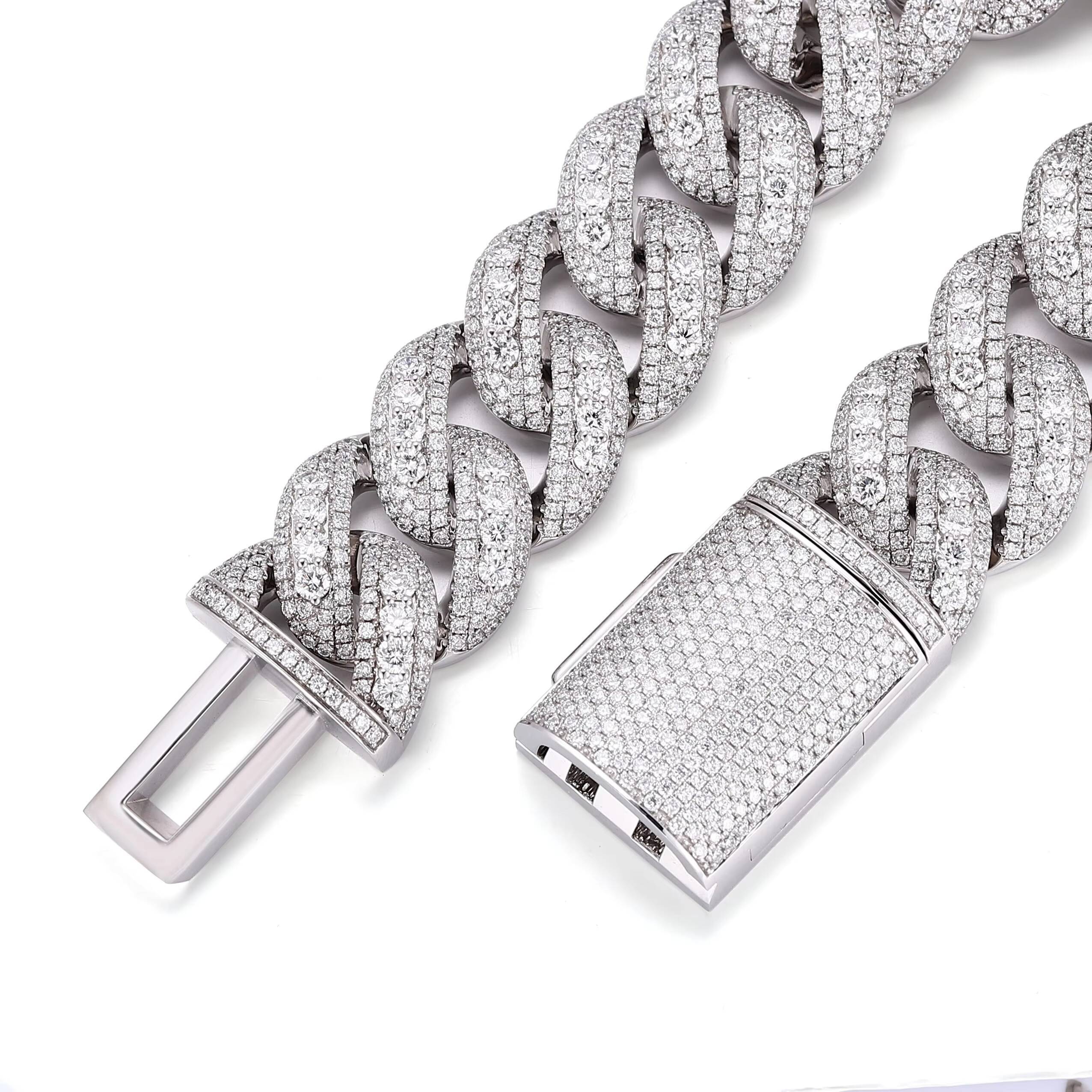 Factory Custom 10K White Gold VS Lab Grown Diamond DEF Hip-Hop Rap Style Heavy Iced 7-24 Inches 20mm Cuban Link Necklace Men