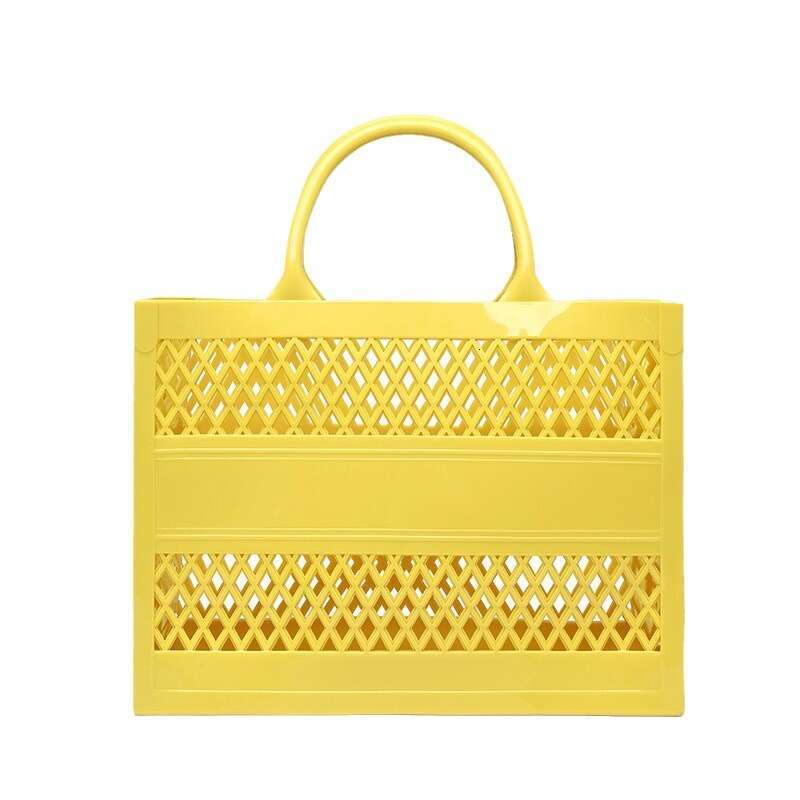 Trendy PVC Barbie Jelly ins Large Capacity Storage Hollow Beach Bag Shopping Basket Handheld