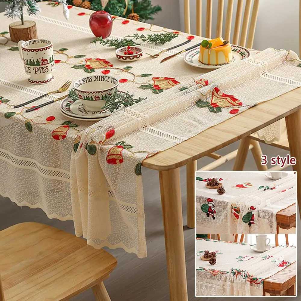 Christmas Lace Dining Table Mat Rectangle Tables Cover Christmas Tablecloths Fashion Tassels Decor Sweet Home Supplies Soft Fabric Cloths Y251113