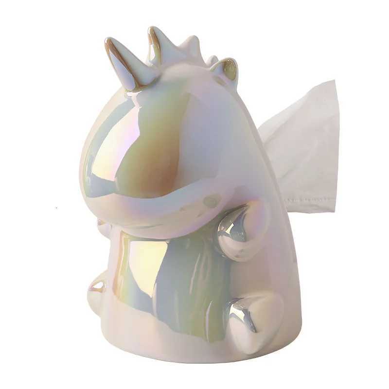 Creative INS Unicorn Ceramic Tissue Box Light Luxury He Living Ro Decoration Drawout Paper Box Y251112