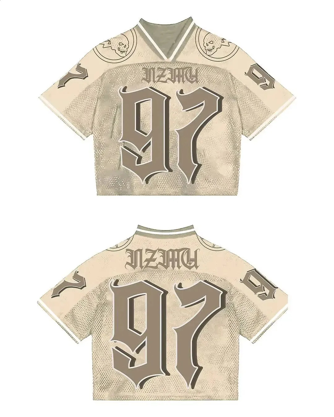 Harajuku style American Y2K British printed baseball sports short sleeved casual street Tshirt football shirt 250407