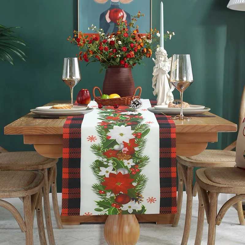 Christmas Christmas Table Runner Cloth Polyester Xmas Table Flag Cover Merry Christmas Decor For Home Ornament Navidad Gifts New Year 2025 Y251113