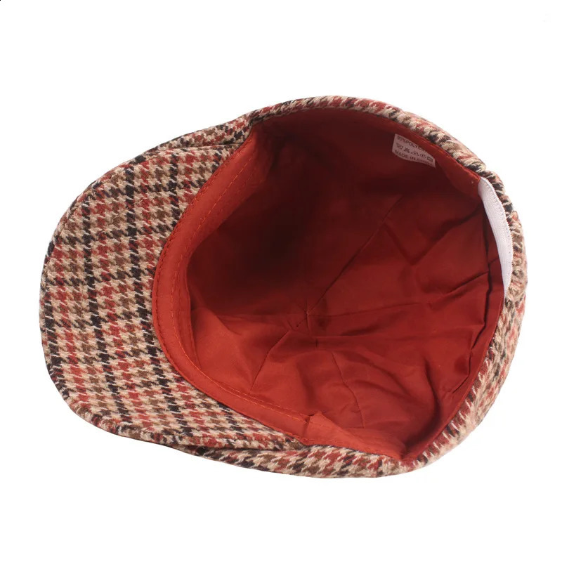 Houndstooth sboy Caps for Women Men Cotton Octagonal Hat Retro Beret Painter ed Cap Autumn Gorra Inglesa Hombre 250403