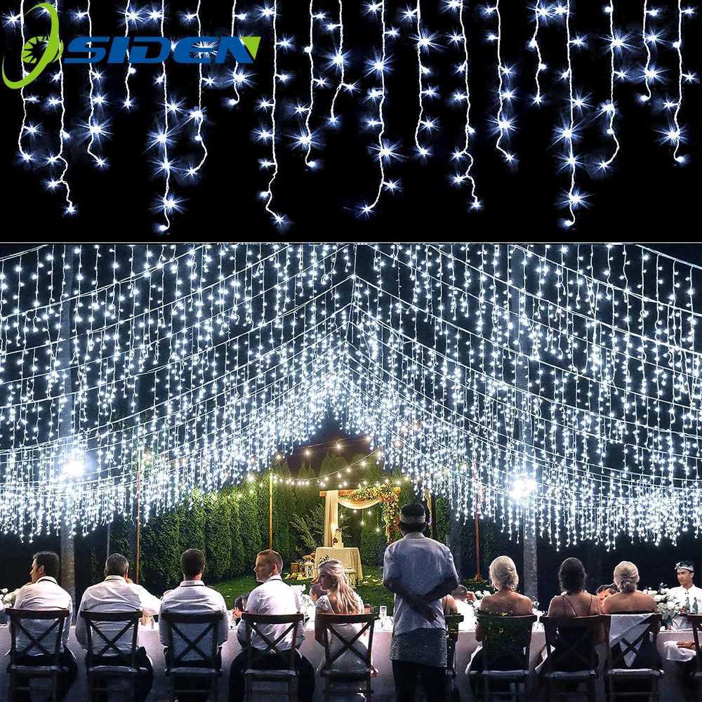 Solar Icicle Lights Wedding Decoration Fairy Lights String 8 Modes Outdoor Eaves Decoration For Christmas Party Garden Lighting M251113