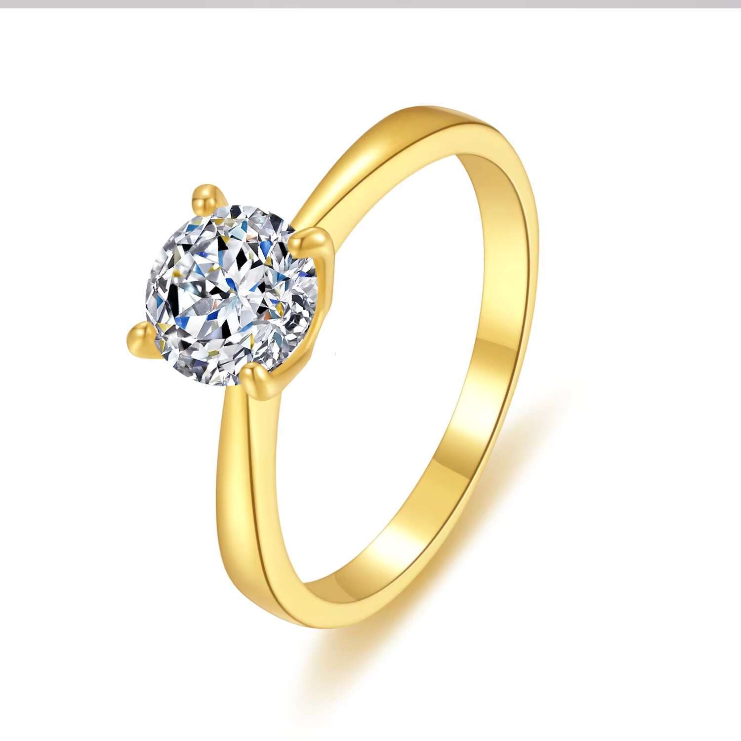 Classic Diamond Moissanite Wedding Ring Vvs1 d Color Round Shape 14 18k Gold Plating S925 Silver for Women Luxury Jewelry