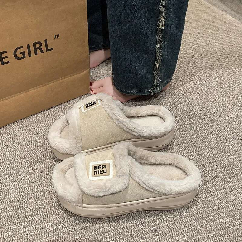 New Free Shipping Designer Shoes Hairy For Women's Outdoor Wear Autumn And Winter Indoor Home Internet Celebrity Instagram Style Thick Bottom Plu