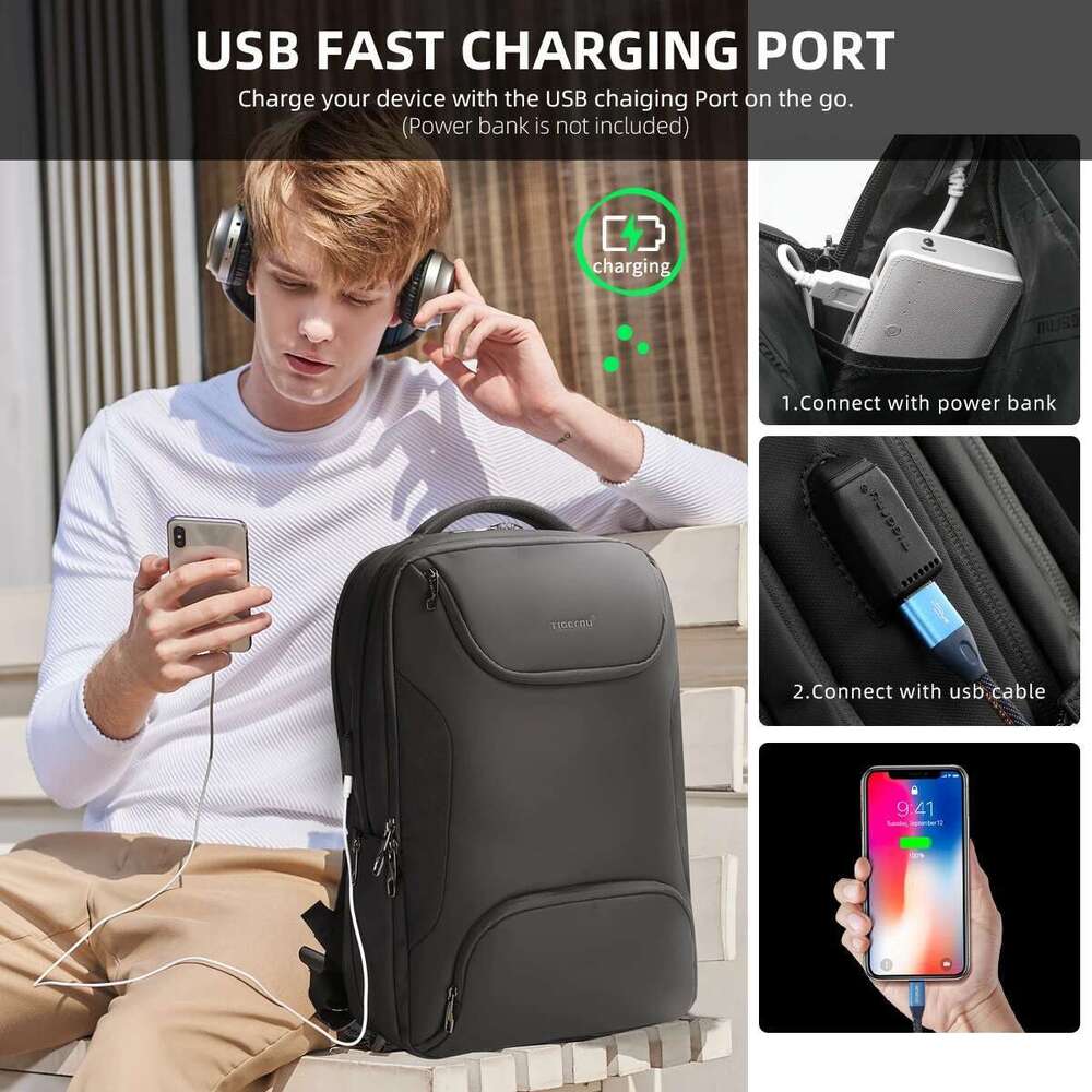 Lifetime Warranty Large Capacity New Fashion Men 15.6" Laptop Anti Theft Backpack School Travel Bag Male Waterproof TPU