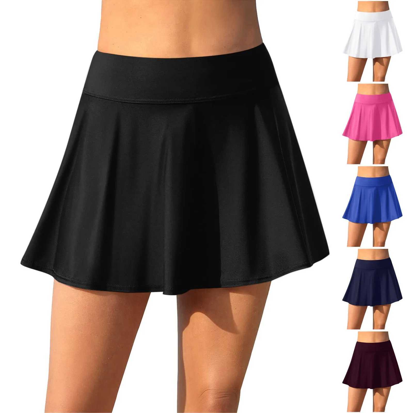 Womens pleated tight fitting summer swimsuit high waisted bikini bottom Tankini womens Skort pleated solid swimsuit shorts Y250412