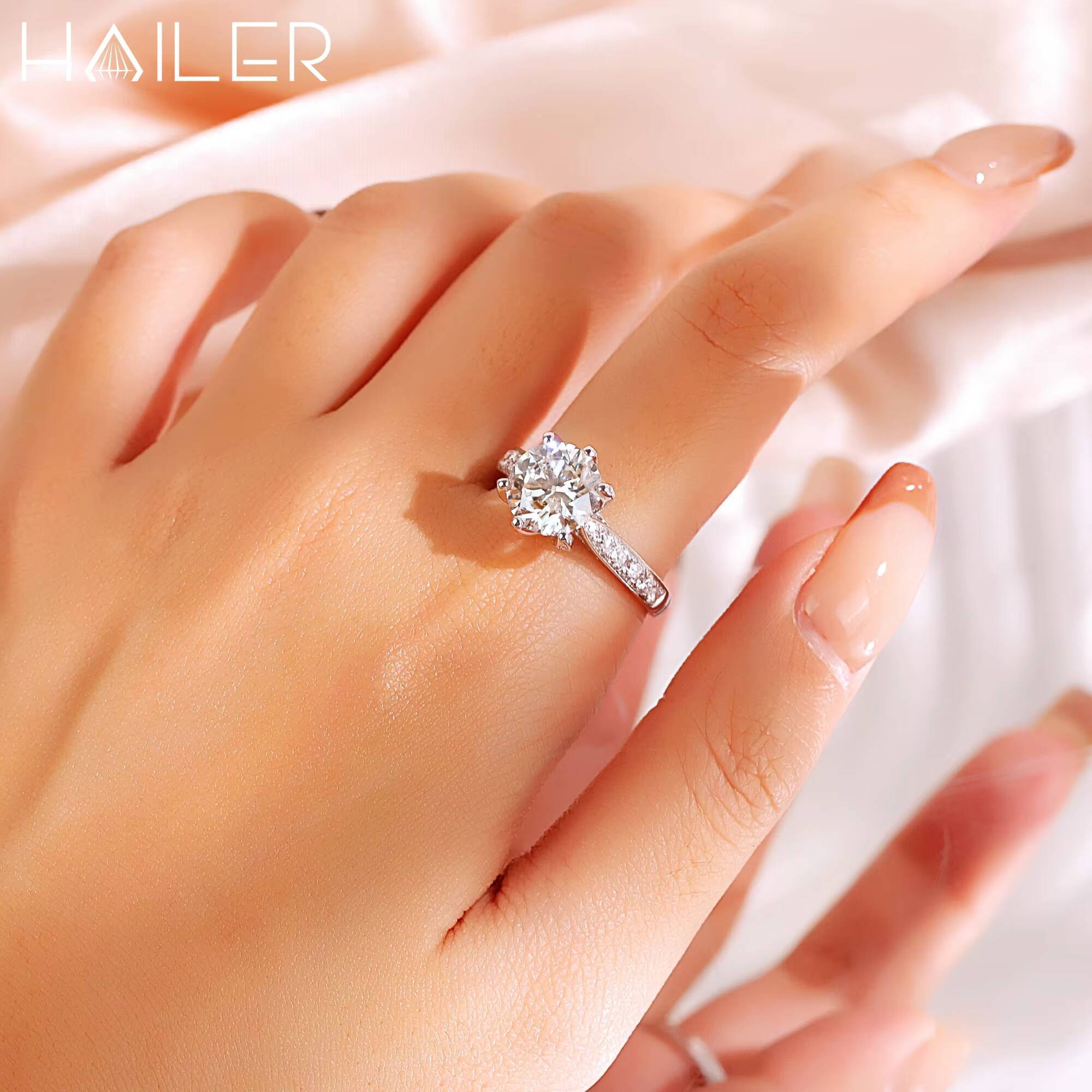 Elegant Women 3Ct Lab Diamond Engagement Ring Cvd Diamond Ring 18K Gold Wedding Ring
