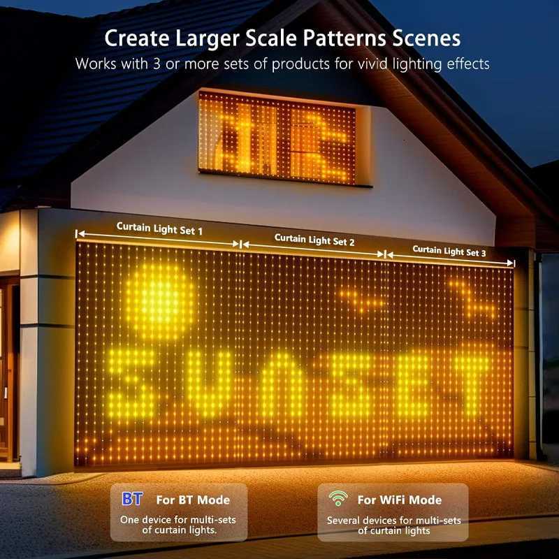 Christmas Decor Smart Curtain Lights WiFi App Remote Control IP65 Waterproof 400 LEDs Outdoor Lights Ideal Christmas Gifts W251112