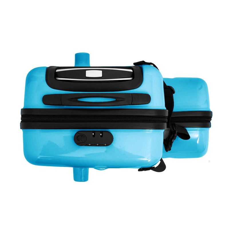 Children's Sit Ride Suitcase 20 Inch Kids Travel Trolley Waterproof Slide Rolg Lage With Lock Blue