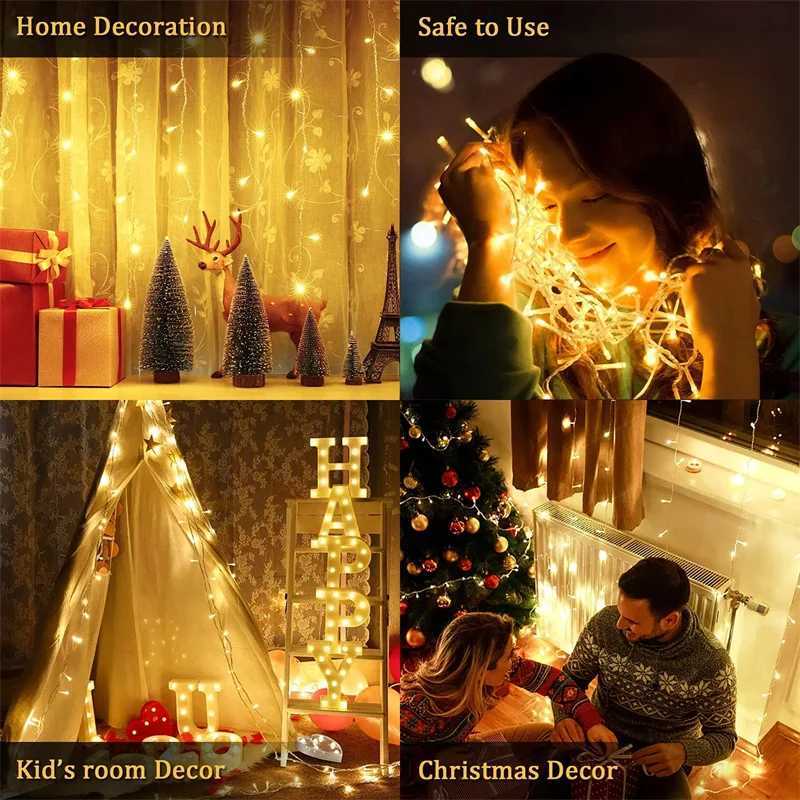 1/2/4/10M LED Outdoor Lights Garland Fairy Light Battery-operated Waterproof Christmas Ornament Wedding Garden New Years Decor M251113