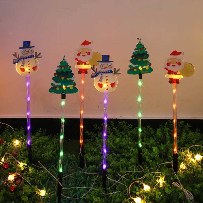 6pcs/lot Solar-Powered Christmas Lawn Lights Santa Tree Reindeer Designs for Outdoor Decor Waterproof Garden Lights Holiday M251113